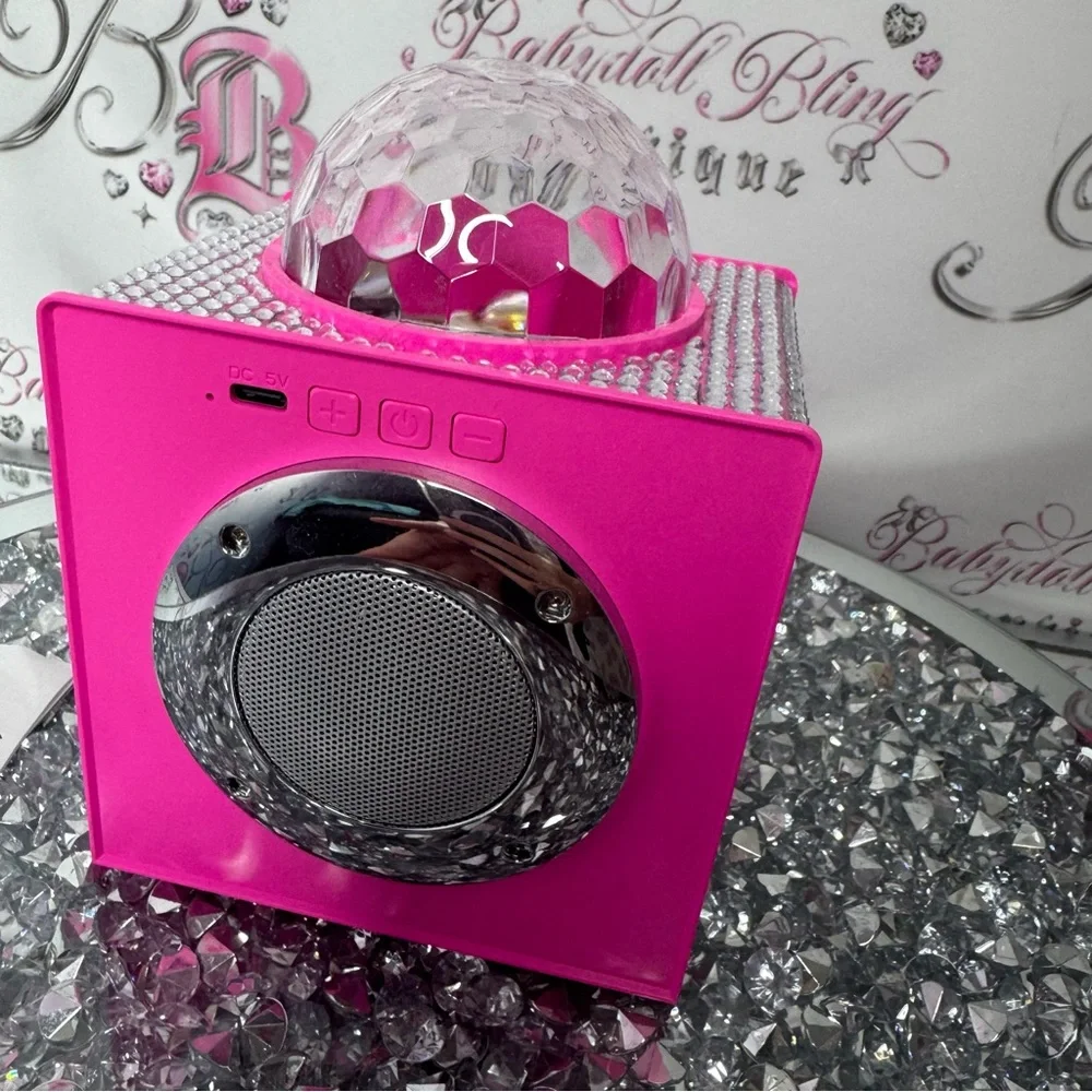 Wireless speaker disco 🪩 ball multi color rhinestone bling speaker pink loud - Picture 5 of 7